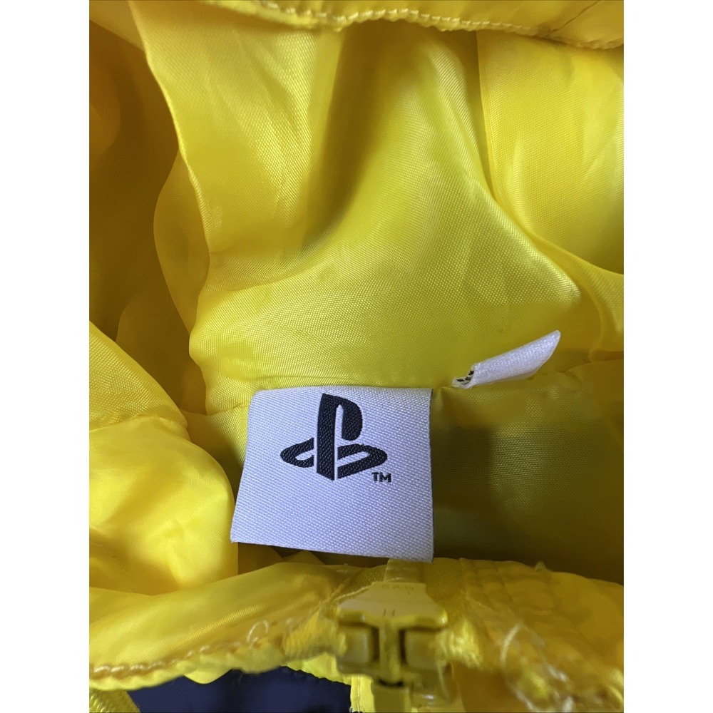 PlayStation 1/4 Zip Windbreaker Cropped Hooded Black & Yellow Women's SZ XL - Picture 3 of 9